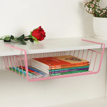 

Multi-layer Iron Hanging Storage Racks Metal Kitchen Cabinet Shelf Compartment Non-perforated Wardrobe Storage Basket Holder