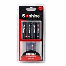 4 шт./упак. Soshine 700 мАч 14500 Батарея 3,2 В LiFePO4 AA Перезаряжаемые Батарея с Батарея коробка Батарея разъем
