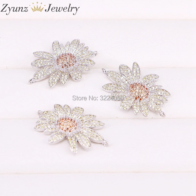 5 шт. мода Sun Flower Кристалл циркония разъемы, CZ микро проложить Для женщин Jewelry шариках выводы