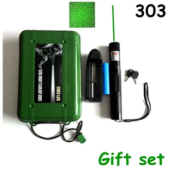 

ReadStar303 High power Red Green Laser pointer laser pen burn match star pattern cap laser only & gift set 18650 battery charger
