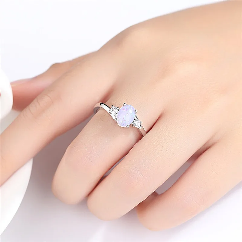 Classic Oval Shape White Fire Opal Ring For Women Wedding Silver Color AAA Zircon Rings Band Vintage Bijoux Femme Anel Hot dm112 (7)
