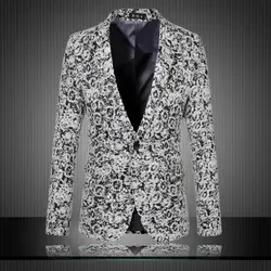 2019 новая одежда для мужчин Блейзер на одной пуговице мужские цветочные Куртки Сценические костюмы мужские s костюм Блейзер большой размер