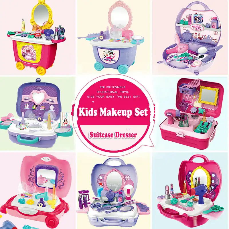 Juego de maquillaje para niños, Maleta, mesa de tocador, cosméticos para niñas, juegos de maquillaje, juegos de belleza, juguetes moda Niña, regalo| Juguetes de belleza y moda| - AliExpress
