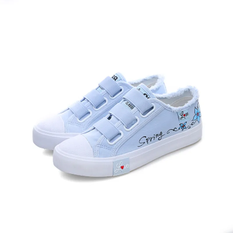 Женская обувь Модная парусиновая с ручной росписью Удобные дышащие кроссовки