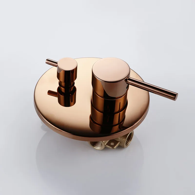 Billige Rose Gold Finish Aus Massivem Messing Dusche Umsteller Ventil Wasserhahn Set Mit 8 12 Inch Runde Dusche Kopf Bad Wand dusche Kit