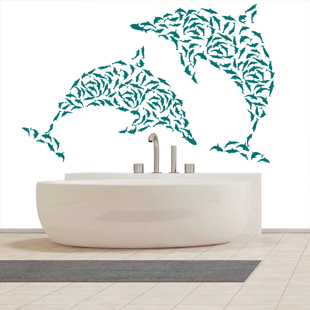 Bathroom Wall Decal Mini Dolphin Dolphin Forms Under The Seas Wall