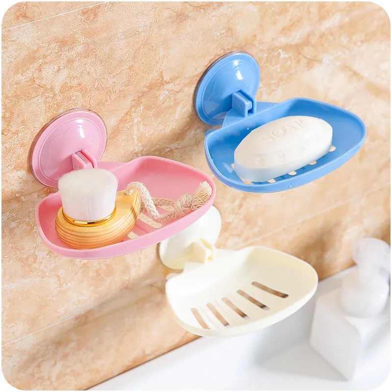 

CTREE 1 Pcs Suction Cup Type Soap Box Punch-Free Support Kitchen Drain Rack Wall-Mounted Soap Holder Bathroom Accessories C22