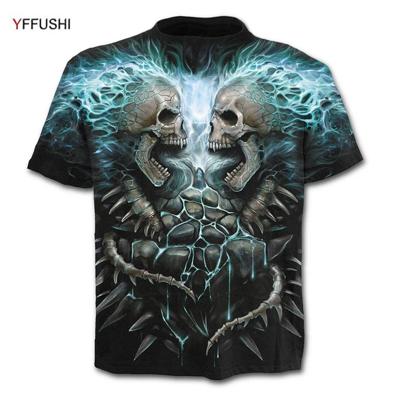 YFFUSHI Мужская 3d футболка Уникальный Skull Brother хип хоп Футболка сестры Череп топы