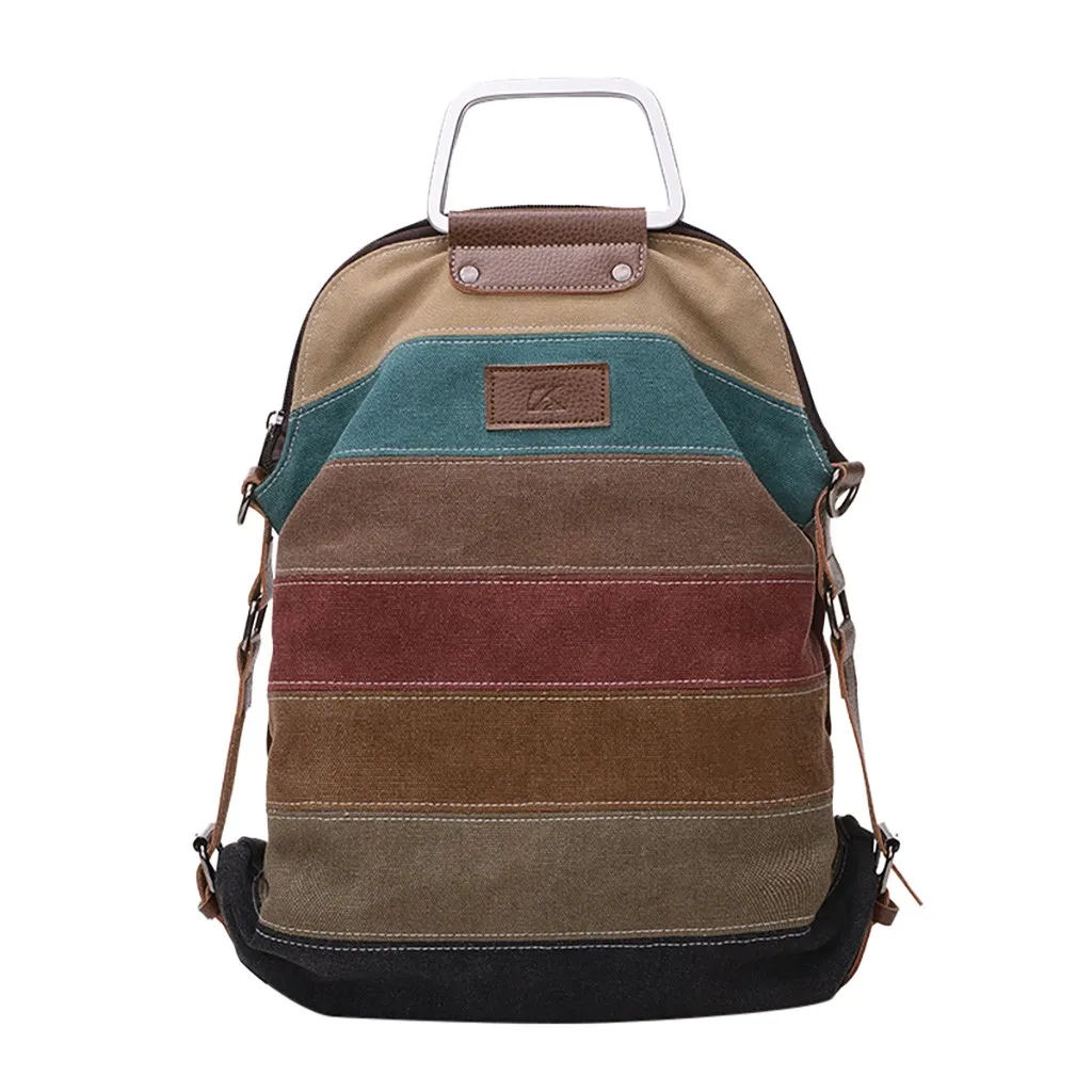 

Women Backpack 2019 Fashion School Backpack Women Ladies Girls Retro Canvas Multi-Color Tote Backpack Bag