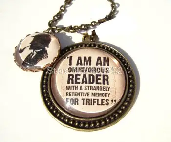 

12pcs/lot Sherlock Holmes inspired necklace Sherlock Literary Quote Necklace Book Lover Gift