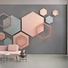 Пользовательские обои 3d Трехмерная шестиугольная мозаика современный минималистский геометрический гостиная фон стены