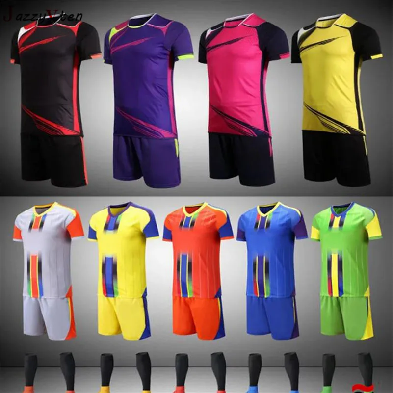

New design Men soccer jerseys training jerseys set striated football suit uniform Drop shipping