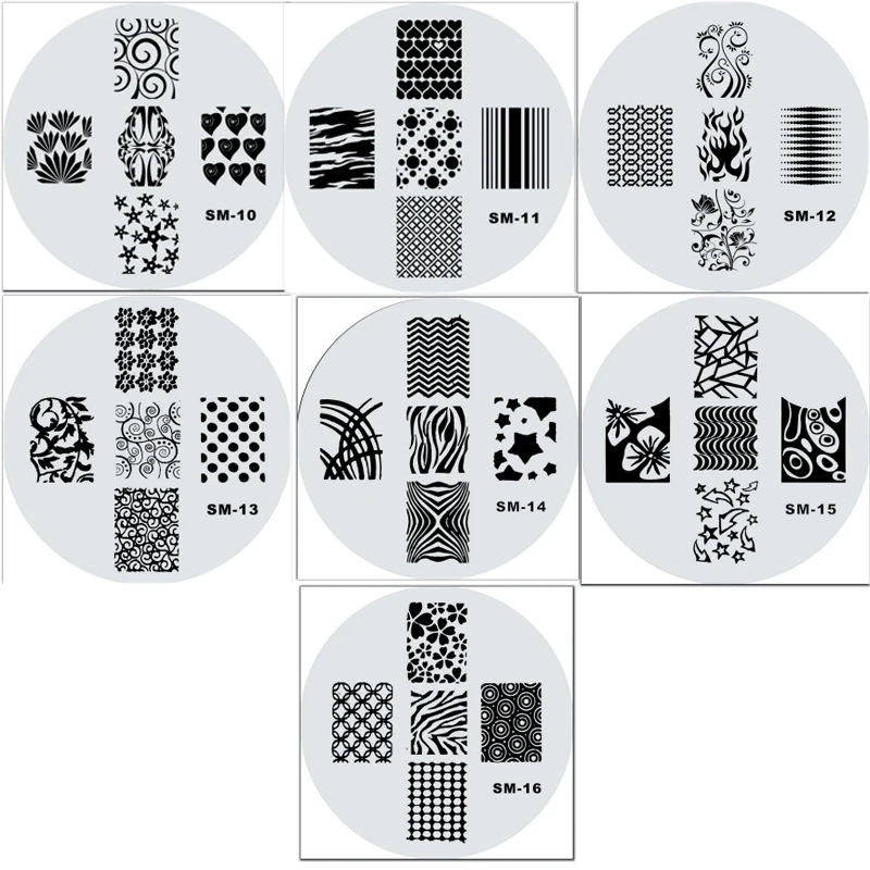 8 шт. круглые пластины для штамповки ногтей с текстурой в виде цветов, трафареты для дизайна ногтей, трафареты для маникюра, инструменты для штампов