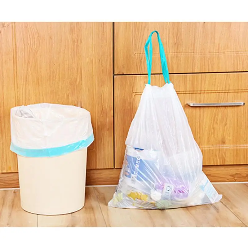 

8PCS Kitchen Innovative Plastic Bag Thickened Break Style Pe Automatic Closing Garbage Bag Drawstring Bunching Garbage Bag