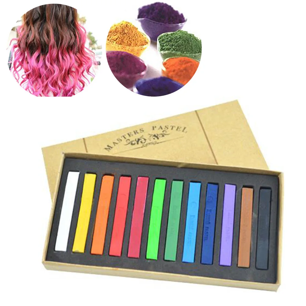 12/24/36/48 Colors Portable Hair Dye Easy Use Stick Toner Soft Pastel Smooth Students Brush Lower Adhesion Painting Chalk Set 12/24/36/48 Colors Portable Hair Dye Easy Use Stick Toner Soft Pastel Smooth Students Brush Lower Adhesion Painting Chalk Set