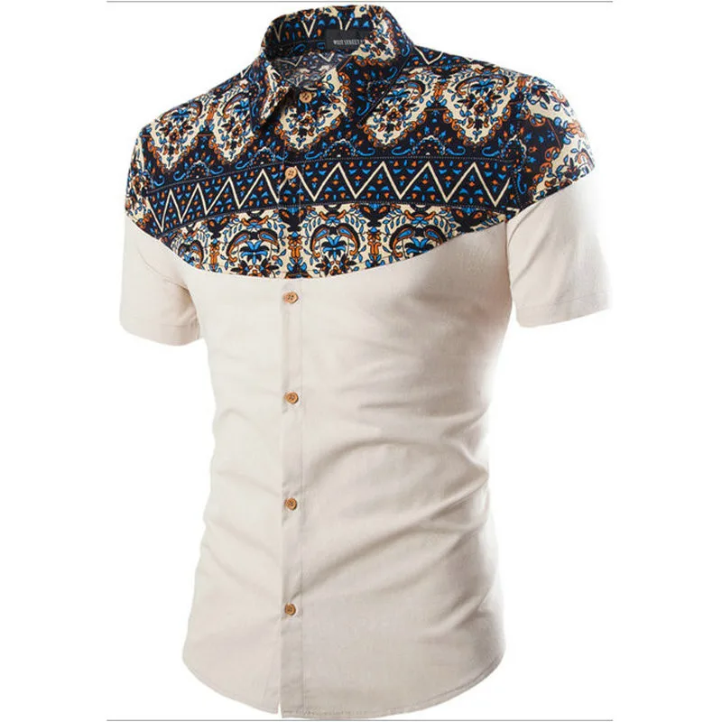 Дропшиппинг Homme хлопок Camisas Hombre Vestir, горячие мужские рубашки с коротким рукавом летняя мода печать человек рубашка, gx186