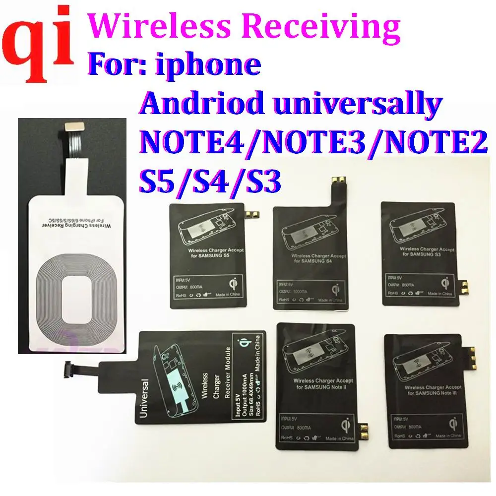 

universal TYPE C 8 pin Qi Wireless Charger Receiver Charging Receptor Pad Coil Adapter For Samsung Galaxy S5 S3 S4 NOTE 4 3