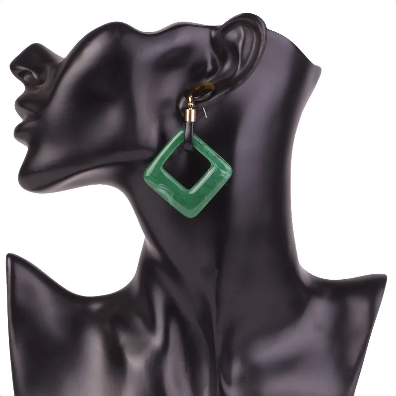 Vintage Dangle Fashion Acetate Resin Earrings for Women Long Big Geometric Acetic Acid Leather Dangling Acrylic Earring Jewelry (4)