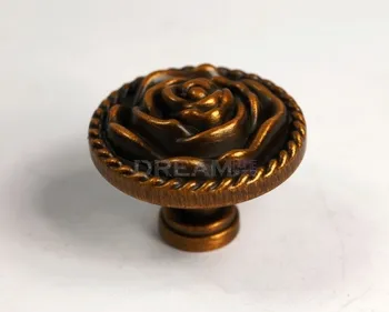 

32mm Dia Coffee Bronze Rose Kitchen Cupboard Cabinet Wardrobe Drawer Door Handle Pull Knob