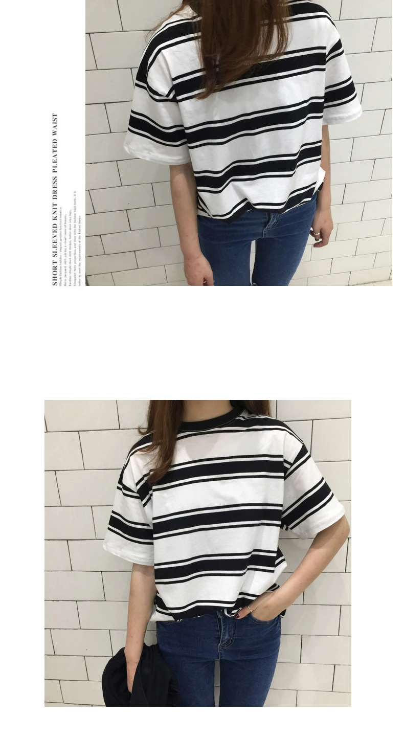 2021 Summer Clothes for Women Harajuku BF Black and White Striped 