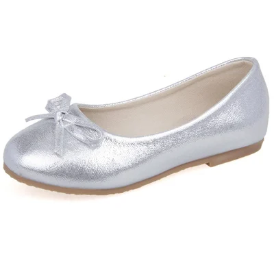 HITOMAGIC/Обувь для девочек; обувь принцессы для маленьких девочек; кожаная блестящая обувь на плоской подошве; Летняя обувь; свадебные детские мокасины - Цвет: Silver