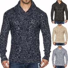 Men's Knit Sweater with Scarf Collar Slim Fit Sweater Hip Hop Streetwear Long Sleeve High Quality Casual Man's Sweaters Men's Knit Sweater with Scarf Collar Slim Fit Sweater Hip Hop Streetwear Long Sleeve High Quality Casual Man's Sweaters