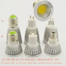 Светодиодная лампа направленного света 5 Вт 7 Вт COB лампы E27 E26 E17 E16 GU10 GU5.3 MR16 Светодиодный точечный светильник затемнения без затемнения теплый холодный белый AC85-265V или 12 V