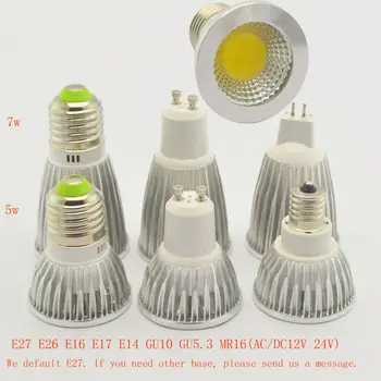 価格 Ledスポットライト 5 ワット 7 ワットcobランプE27 E26 E17 E16 GU10 GU5.3 MR16 Ledスポットライト調光非防眩ウォームコールドホワイトAC85-265Vまたは 12v