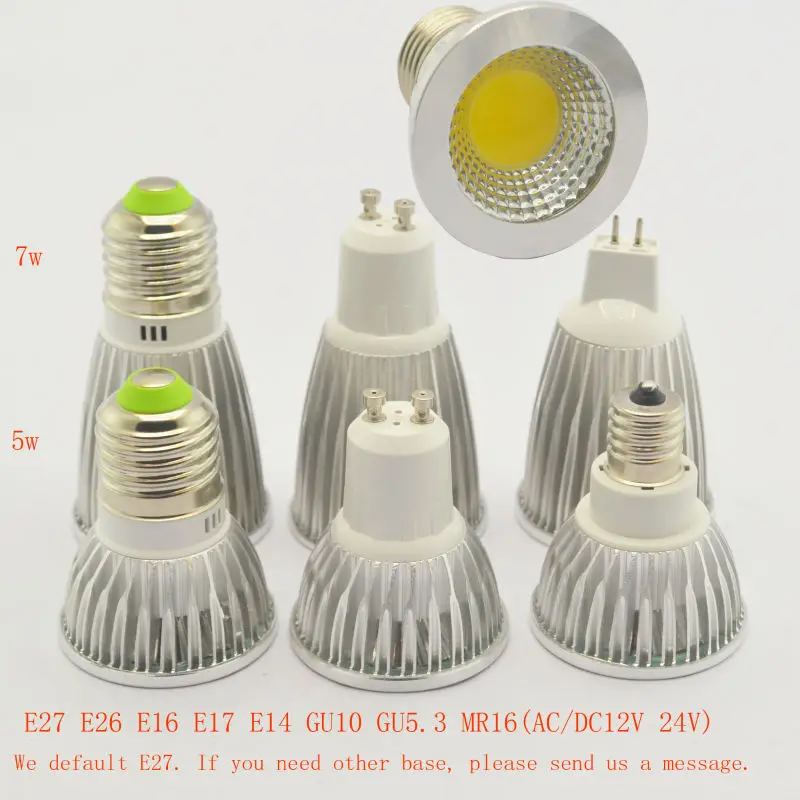Led spotlight 5w 7w COB Lamp E27 E26 E17 E16 GU10 GU5.3 MR16 Led spot