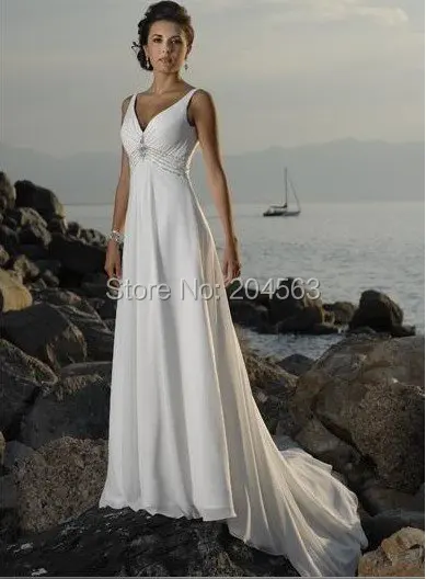 

Free shipping In Stock Chiffon V neck Wedding Dress any size/colour