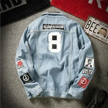 

Graffiti Unisex Denim Jacket Printing Loose Basic men Coats Number 8 Oversize Bomber Large size Jacket Korean Harajuku Style