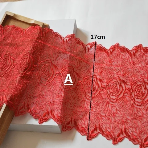 2yds/Лот, красная серия, флуоресцентная Цветочная вышивка, отделка с дизайном для свадьбы, невесты и украшения одежды 18102003 - Цвет: A