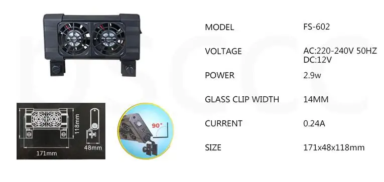 Аксессуары для аквариума Охлаждающие вентиляторы для аквариума, вентиляторы для аквариума, вентиляторы для коралловый риф для аквариума, 2 способа контроля температуры - Цвет: FS-602