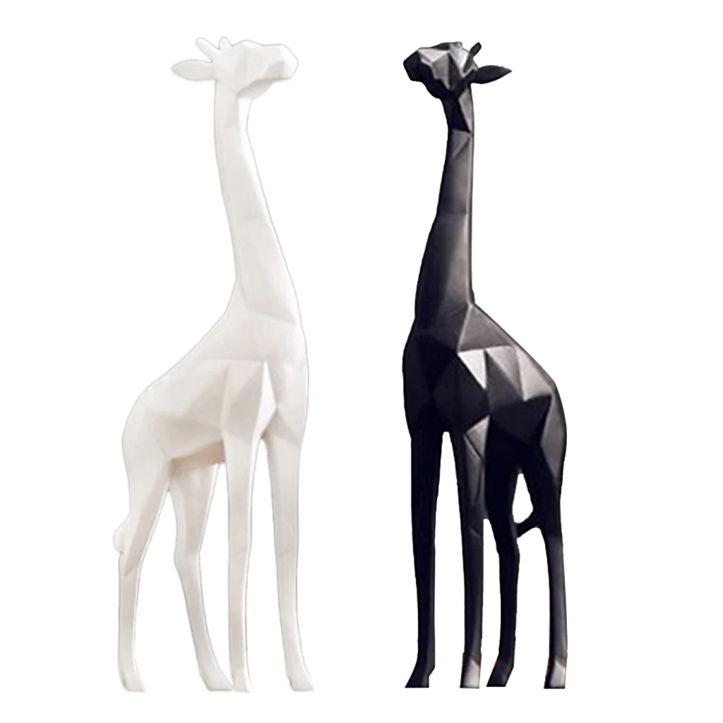 2Pcs Modern Nordic Giraffe Figurine Standing Sculpture Table Ornament Home Decor