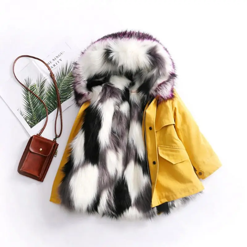 

Kids Clothing 2018 New Winter Boy Girl Coat Thick Warm Parka Girl Boy Outerwear Large Fur Collar Fur Children Clothes LK169