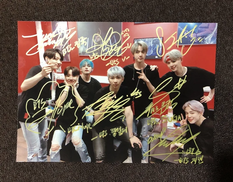 Ручная подписка Bangtan Boys autographed group фото карта душа: PERSONA 5*7 042019C