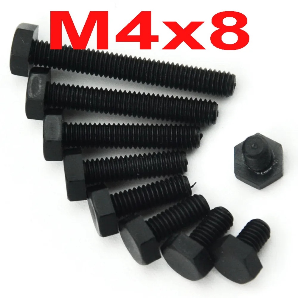 ( 1000 pcs/lot ) Metric M4 x 8mm Black Nylon Hex Bolt, Hexagonal Screw