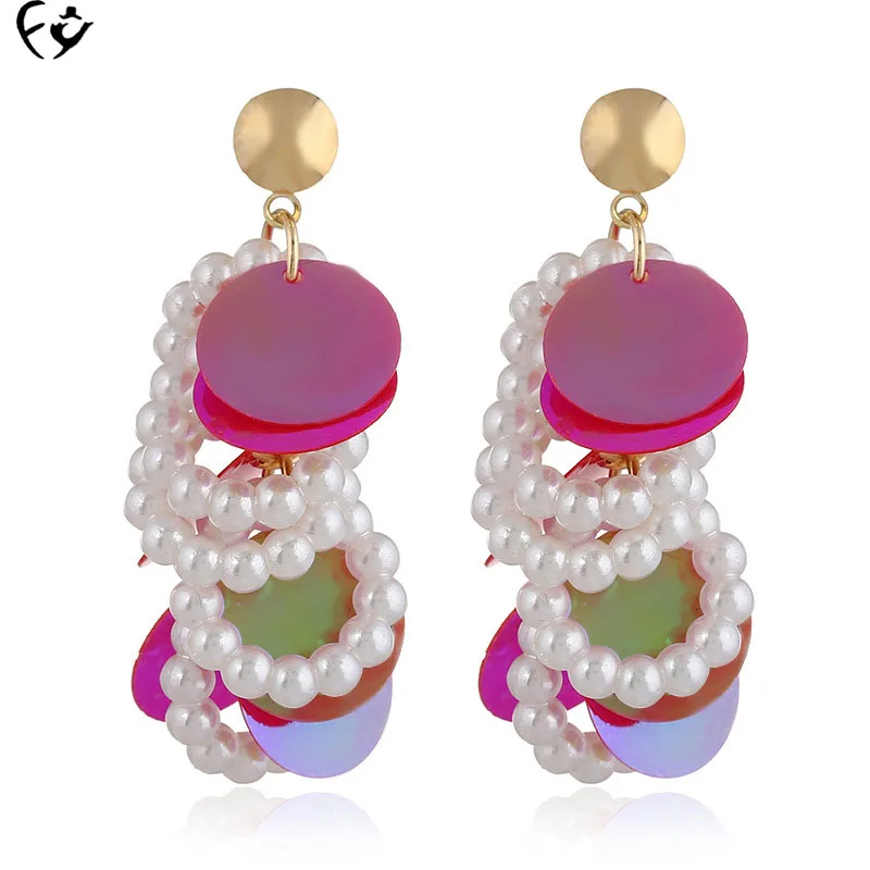 

European and American popular fashion bright fringed Earrings FY18050504