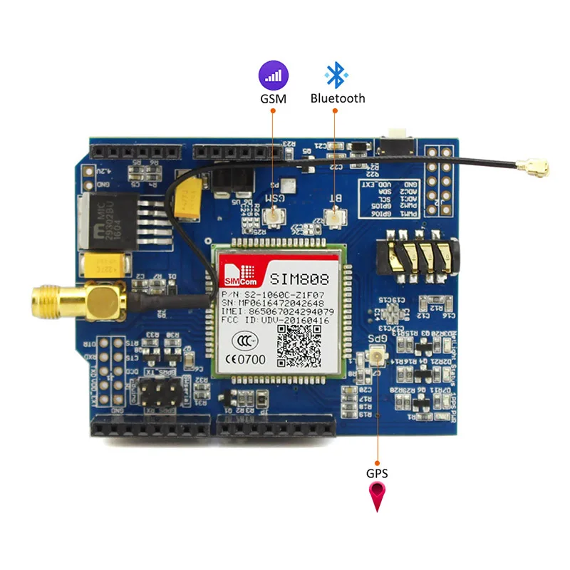 GPRS/GSM плата с антеннами в комплекте для разработки на Adruino и Raspberry Pi