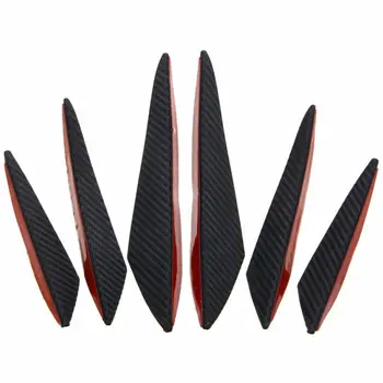 

Wing Lip Vehicle Fins Synthetic Plastic Carbon Fiber 3 Pairs Black Pattern Look Bumper Spoilers Universal ABS