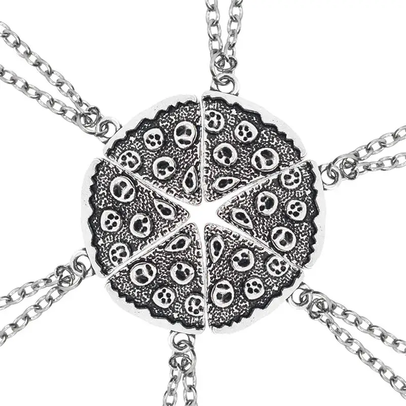 Ожерелье с подвеской пицца лучшие друзья навсегда ожерелье Женская мода треугольник еда дружба BFF ювелирные изделия для друзей подарки Colar - Окраска металла: 6pcs pizza
