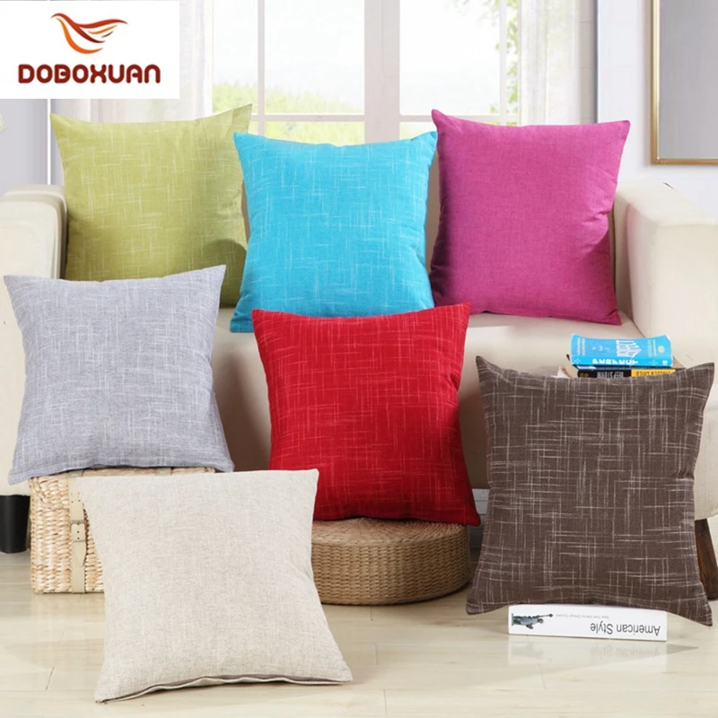 

Nordic Decorative Pillows Solid Plain Red Blue Green Gray Cushion Cover Cotton Linen Square Car Sofa Seat Throw Pillow Covers