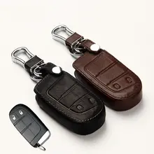 Genuine Leather Car Key Cover Key Case for Jeep Grand Cherokee Renegade 2014 2015 Chrysler 300C