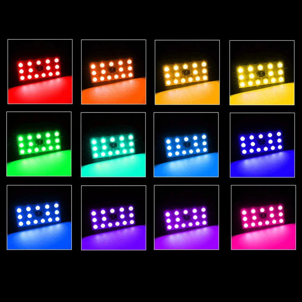 2 шт. T10 12 LED авто Купол гирлянда внутренняя пластина лампа 5050SMD купол RGB пульт