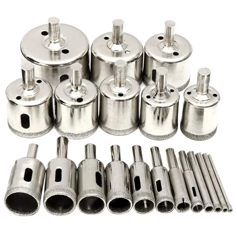 

20 Pieces Diamond Holesaw Drill Bit Set For Glass, Tile, Jewelry Diy, Extractor Remover Tools Hole Saws Set Kit For Glass, Por