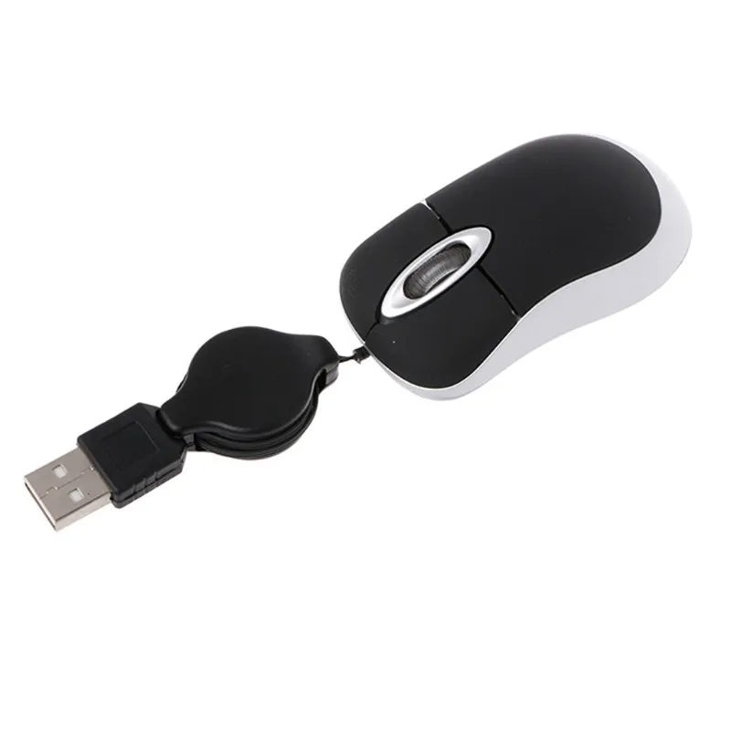 Мини Оптическая USB мышь для прокрутки мыши выдвижной кабель ноутбука ПК
