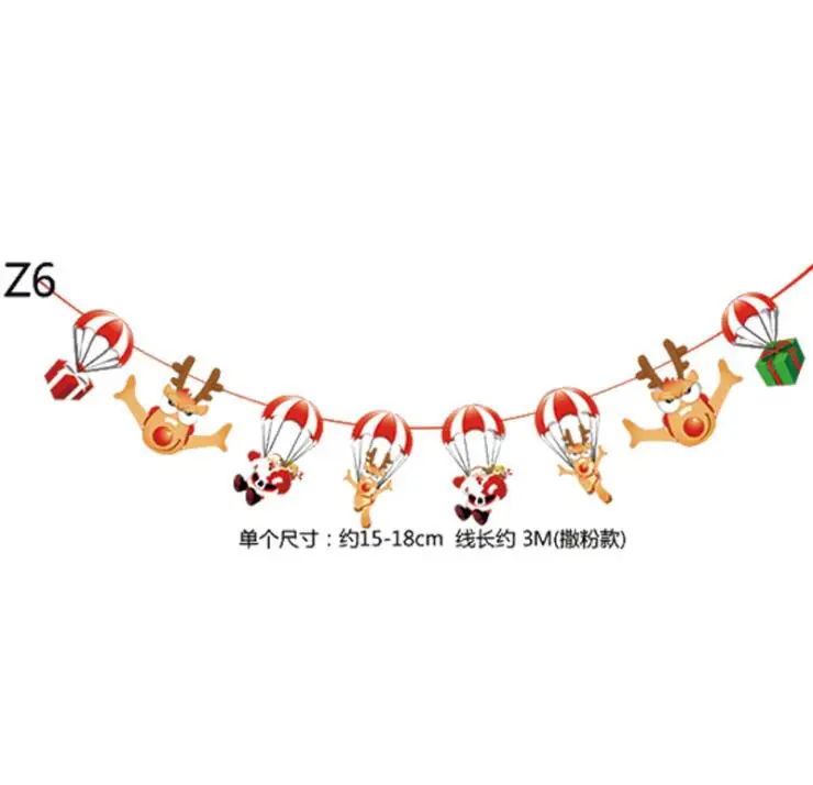 Рождественская декоративная Растяжка флаг новогодние вечерние украшения Санта Снеговик-парашют флаги гирлянды Рождественский Декор Navidad Natal - Цвет: Светло-зеленый