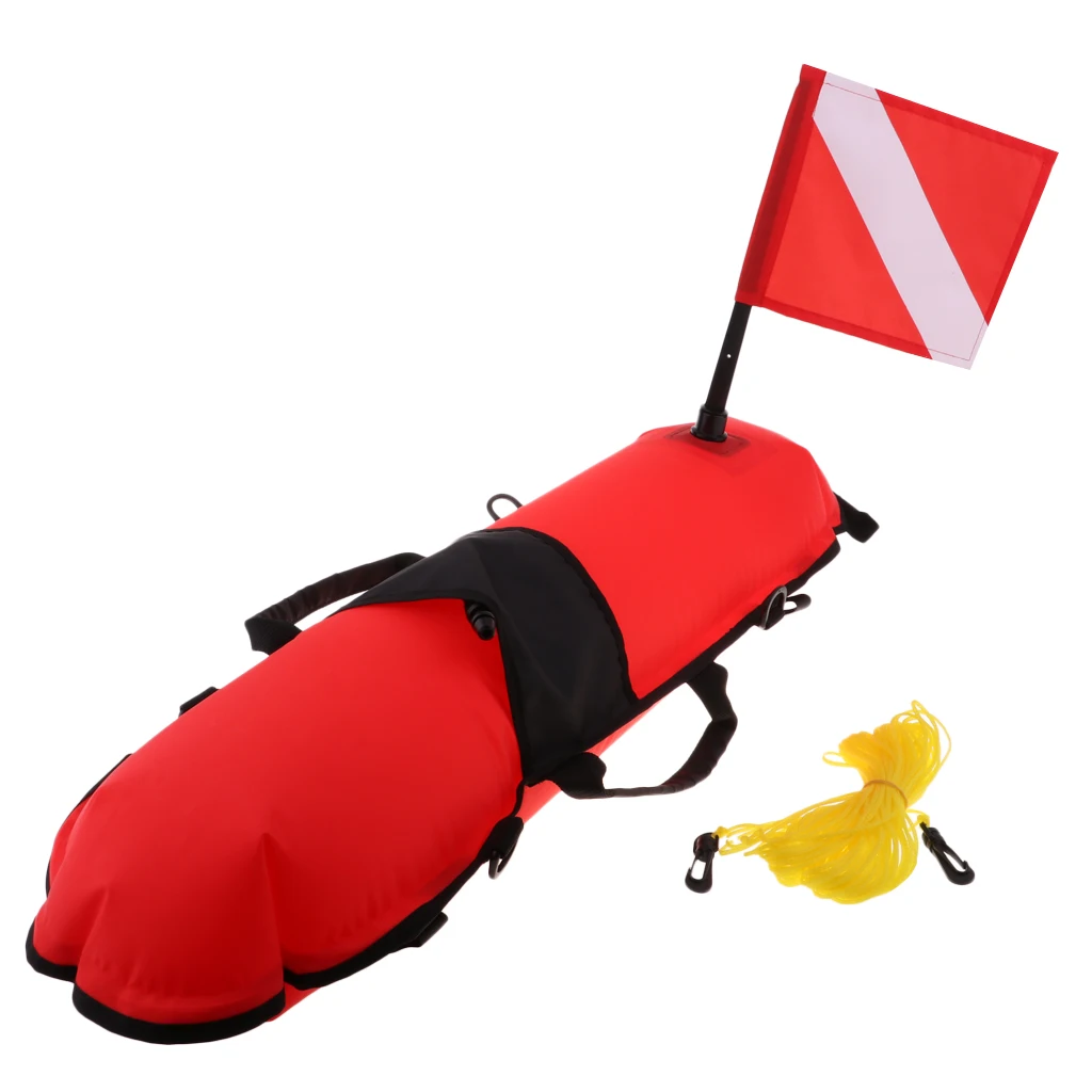 

EVA Diving Floating Mat Water Surface Marker Inflatable Diving Buoy with Flag Rope with Two D-rings Floating Mat Marker