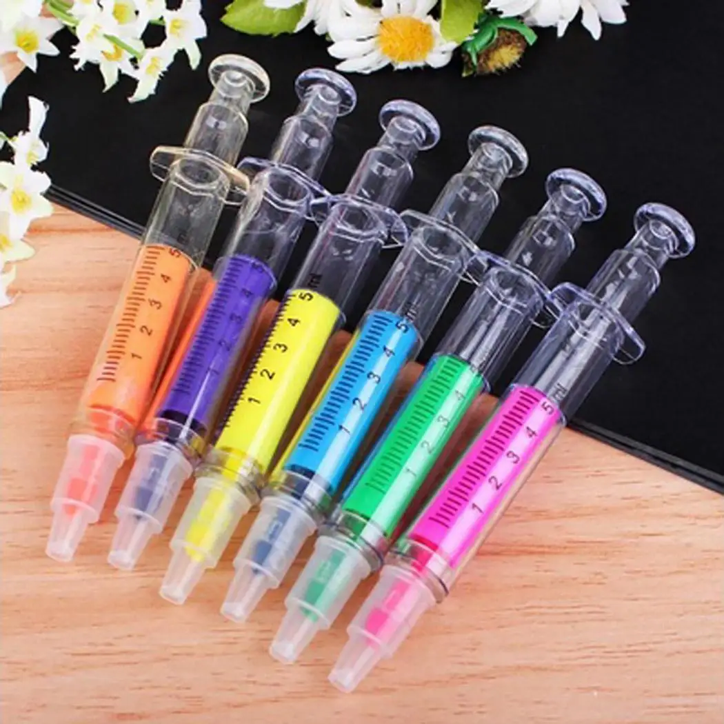 

Creative Syringe Highlighter Pen Plastic School Office Nurse Stationery