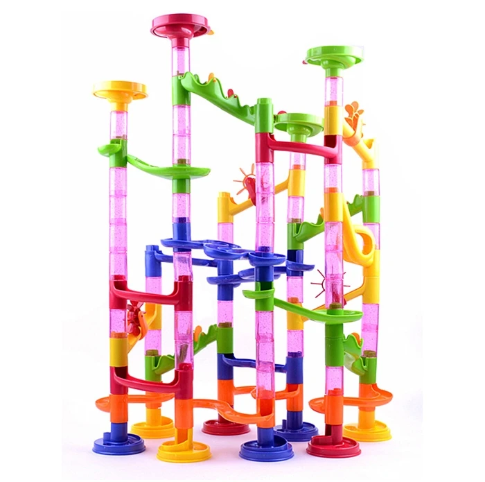 Children's DIY Building Blocks Maze Track Marble Ball Construction System Toy  YJS Dropship